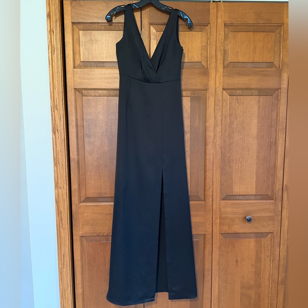 BHLDN Black Backless V-Neck Evening Gown